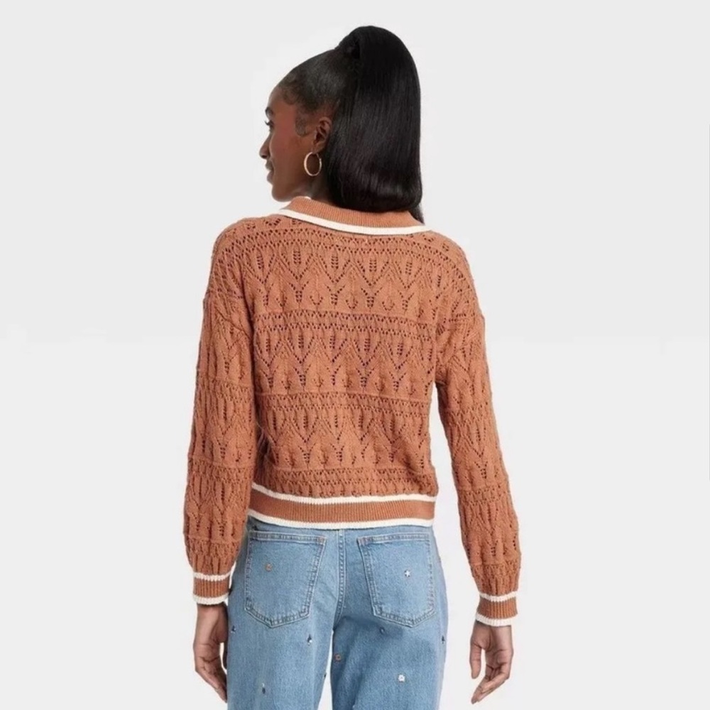Universal Thread Collared Pullover Sweater Brown … - image 3